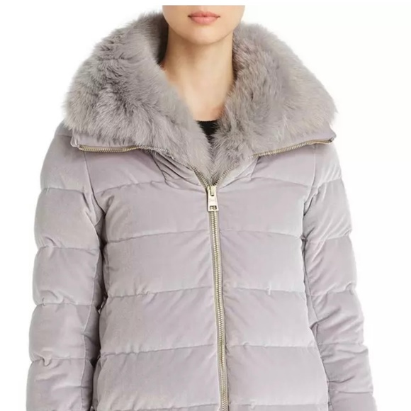 HERNO VELVET DETACHABLE FUR COLLAR GOOSE DOWN JACKET 44/8/6 - Picture 1 of 10
